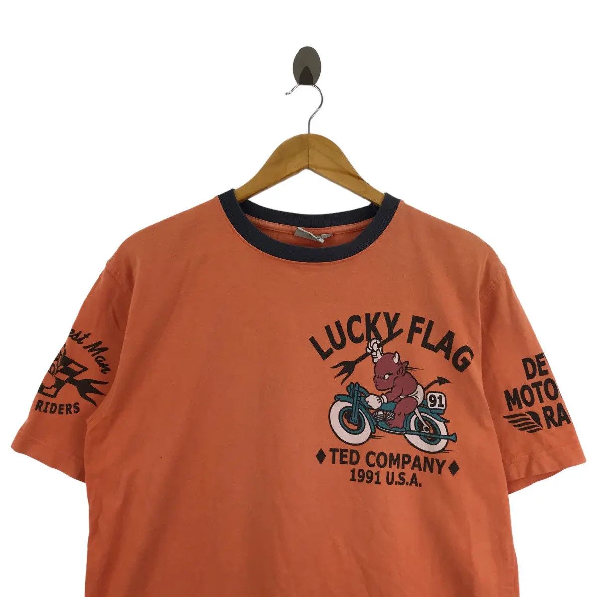 Vintage Vtg 1991 TED COMPANY USA Devil’s Motorcycle Races Tee Shirt Size US M / EU 48-50 / 2 - 3 Thumbnail
