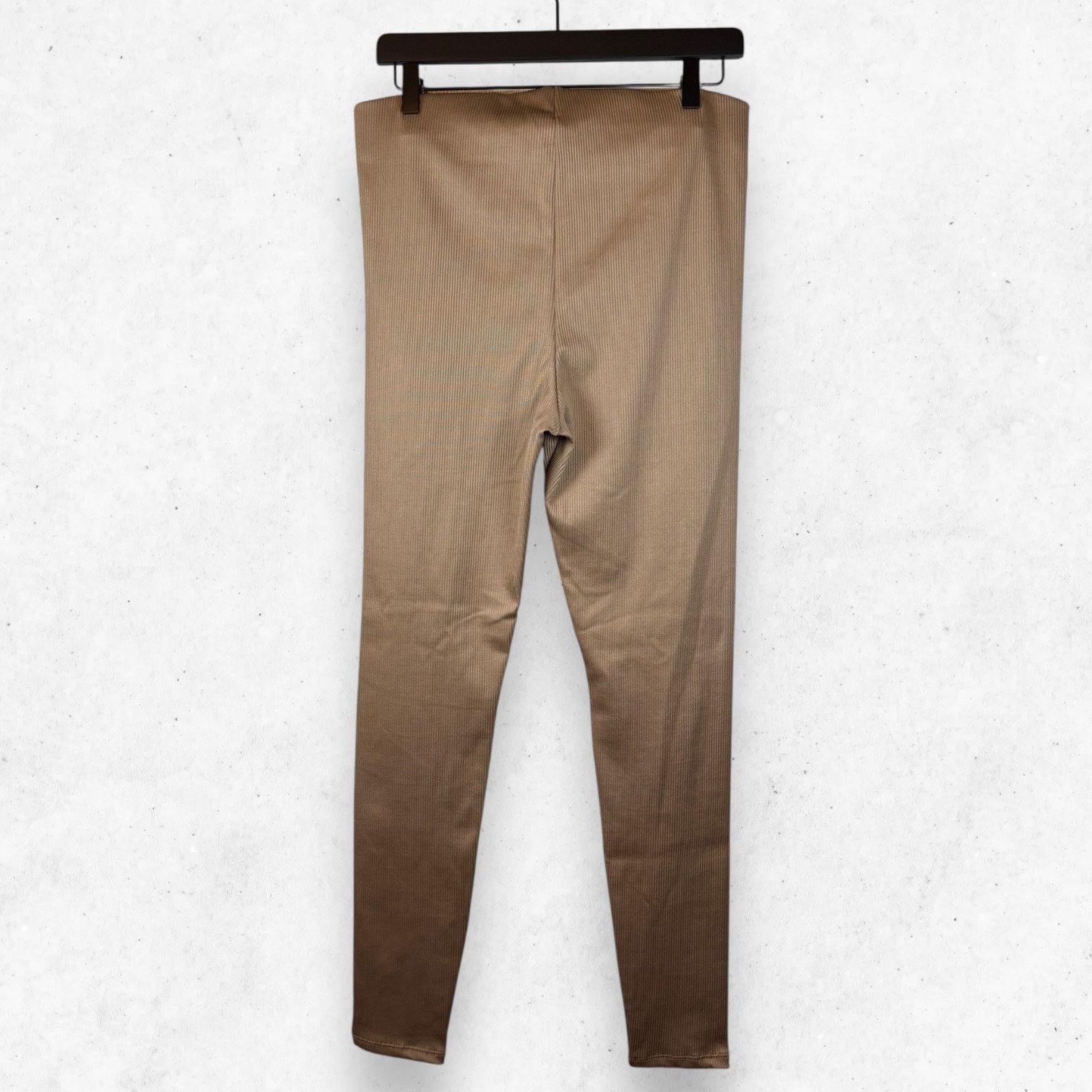 H&M H&M Women's L Pull-On Ribbed Tan Fitted High Waisted Legging Size 30" / US 8 / IT 44 - 2 Thumbnail