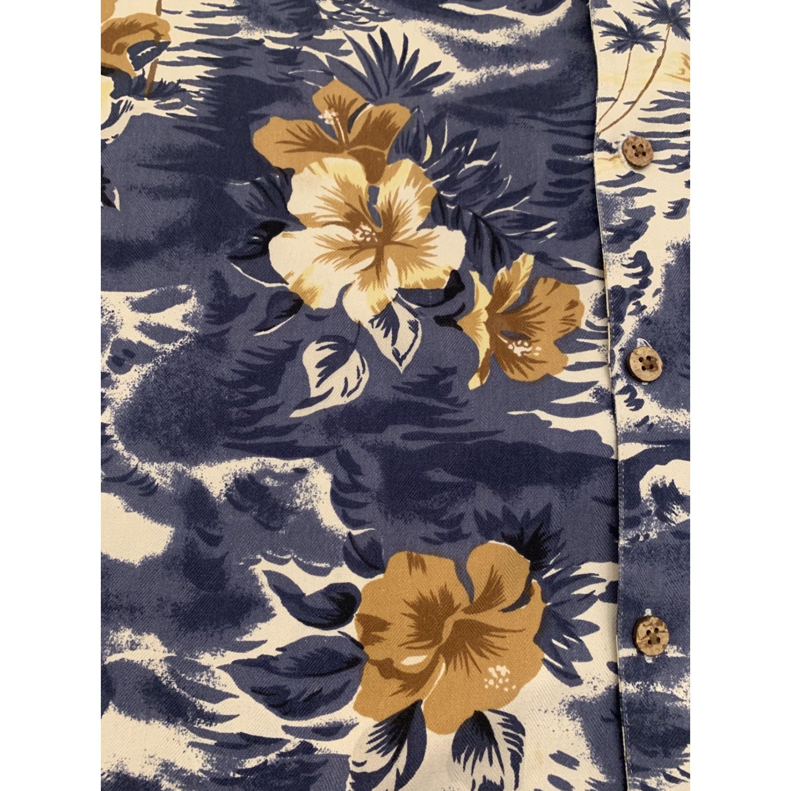 Vintage Hawaiian Silk Shirt WFF XXL Blue Button Down Short Sleeve Floral Palm Trees Men Size US XXL / EU 58 / 5 - 3 Thumbnail