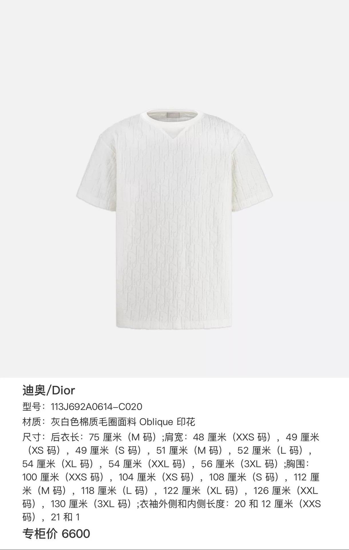 Dior Dior Oblique Logo Towel Short Sleeve Tee White XS Size US XS / EU 42 / 0 - 8 Thumbnail