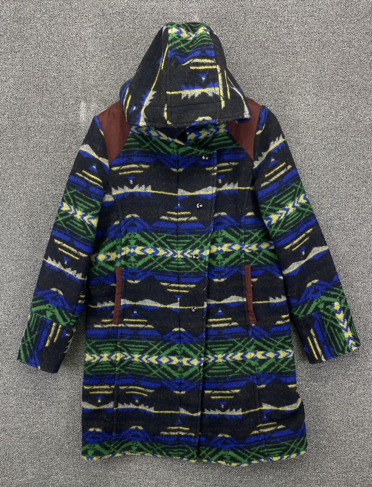 image of Amina Native X Navajo Hooded Wool Long Jacket, Women's (Size Medium)