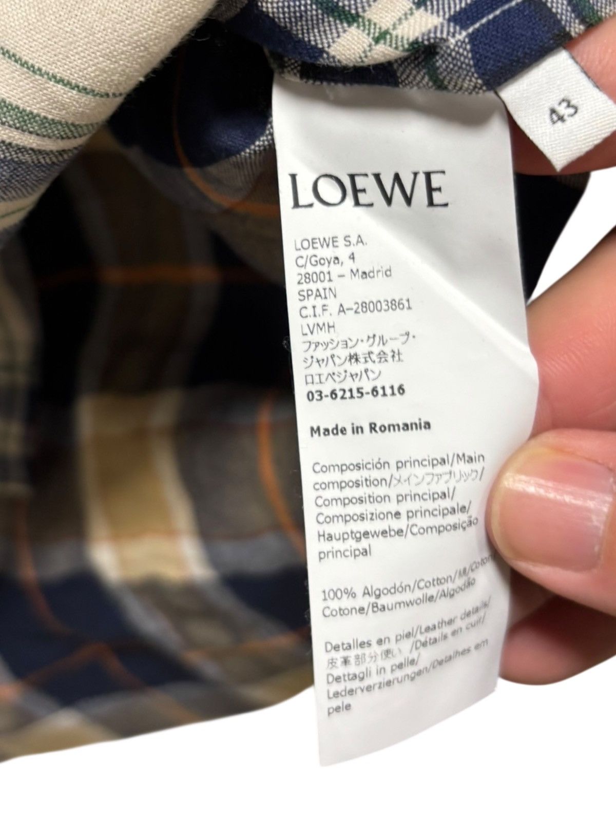 Loewe LOEWE Casual Patchwork Shirt SZ 43 Beige Leather Pocket Logo Size US XL / EU 56 / 4 - 6 Thumbnail