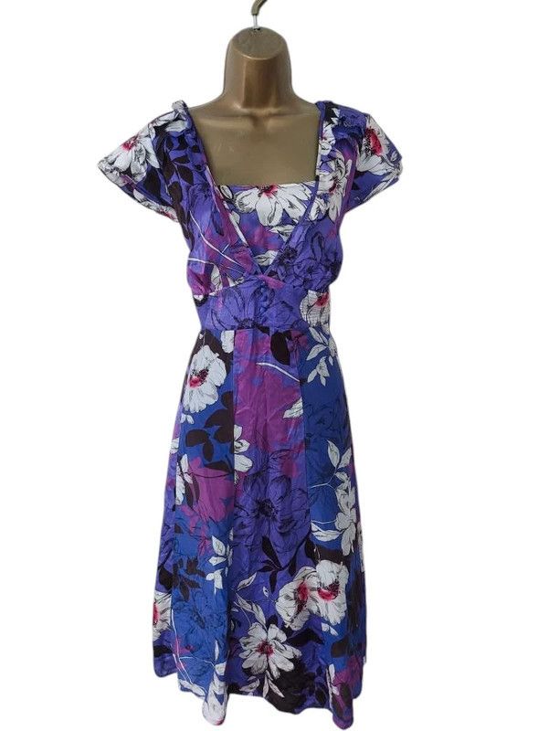 Vintage Monsoon silk dress UK 18 EU 46 Size XL / US 12-14 / IT 48-50 - 1 Thumbnail