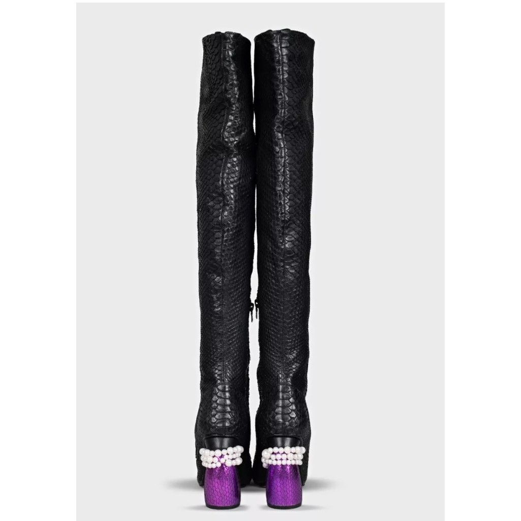 Dries Van Noten Dries Van Noten Snakeskin Over Knee Boots - EU 38 Size US 8 / IT 38 - 4 Thumbnail