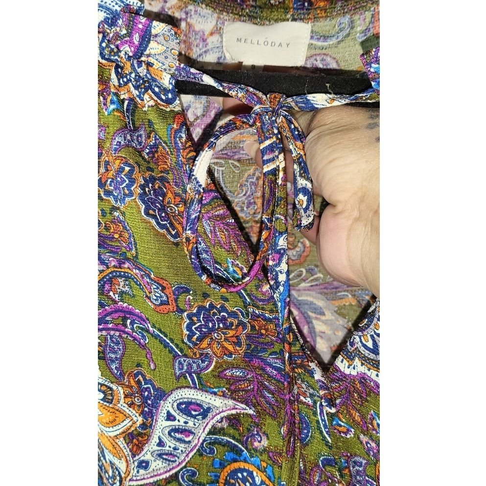 Other Melloday Purple Paisley Stretch Elastic Waist Top size S Size S / US 4 / IT 40 - 4 Thumbnail