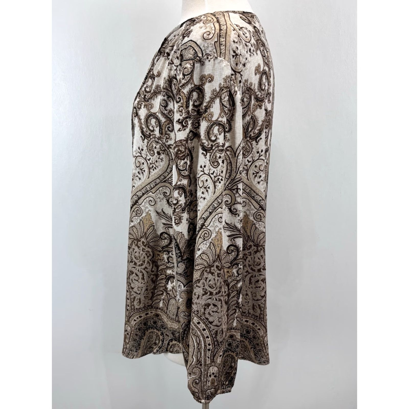 Vintage Chico's Top Blouse Paisley XL Brown Boho Cottagecore Tunic 70s Aztec Bohemian Classic Relaxed Women XL Mens? Size XL / US 12-14 / IT 48-50 - 2 Thumbnail
