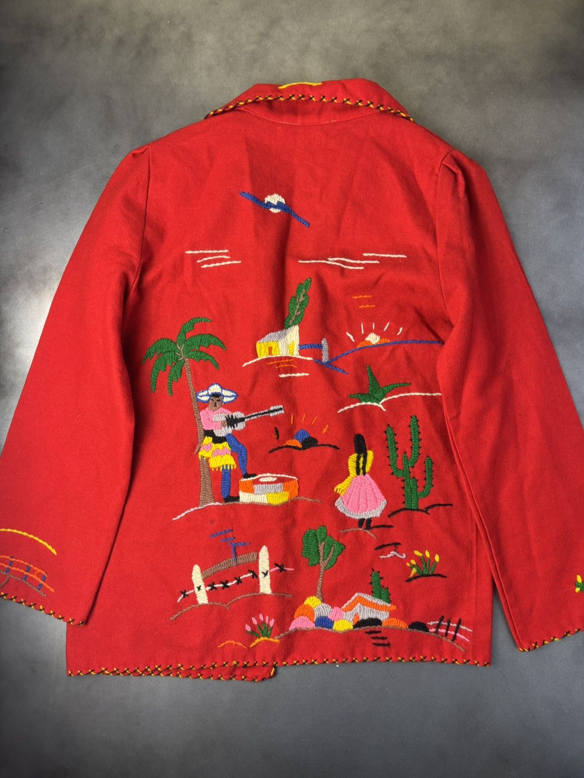 Vintage 1940s Mexican Wool Jacket 1950s Vintage Embroidered By Mikes Size M / US 6-8 / IT 42-44 - 7 Thumbnail