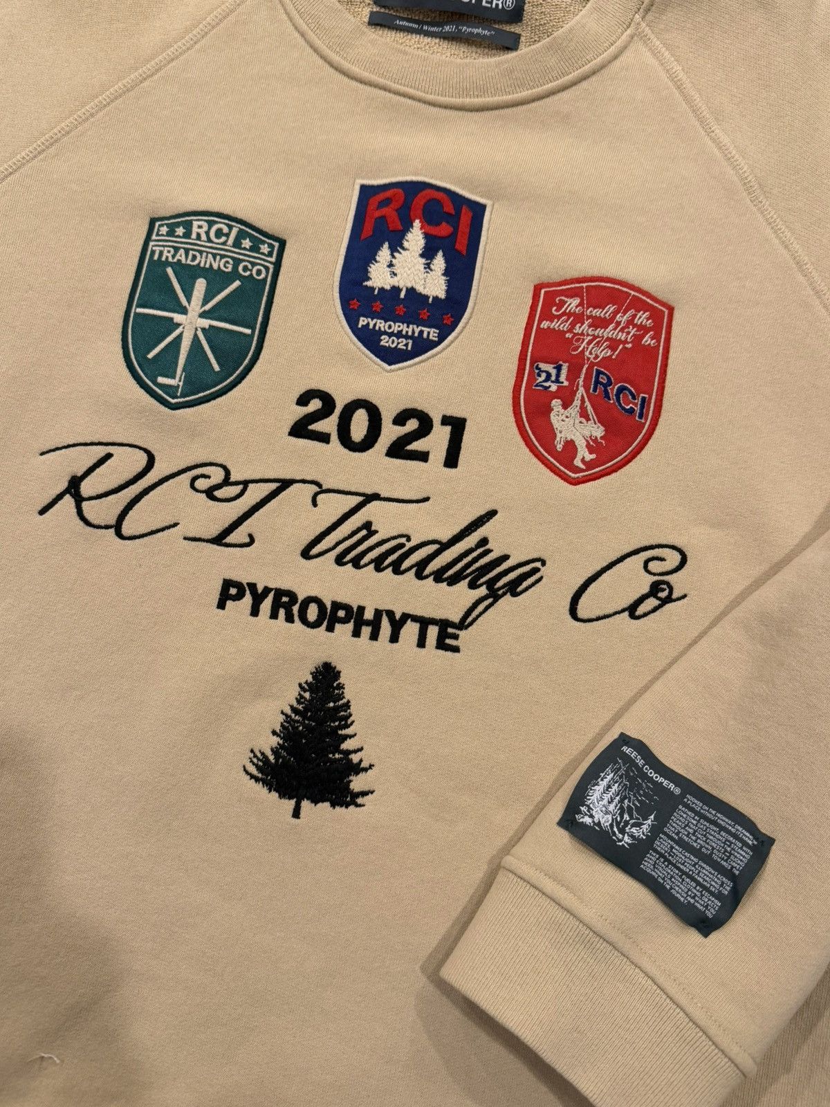 Reese Cooper Reese Cooper AW21 Biege Inc Forest Patch Crewneck Swearshirt Size US XL / EU 56 / 4 - 8 Thumbnail