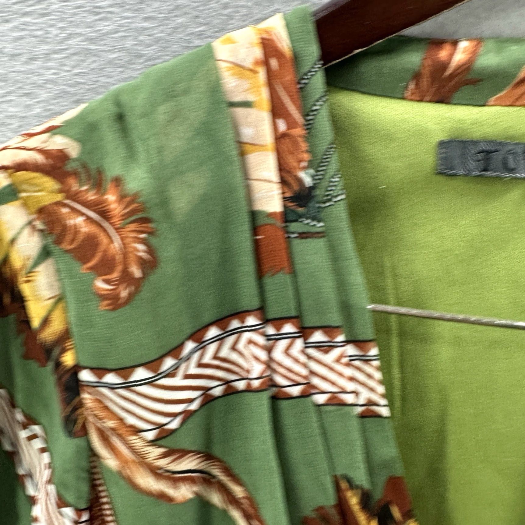 Vintage TOV Dress Womens S Green Silk Lined Feather Bohemian V-Neck Knee Length Vintage No Size S / US 4 / IT 40 - 7 Thumbnail