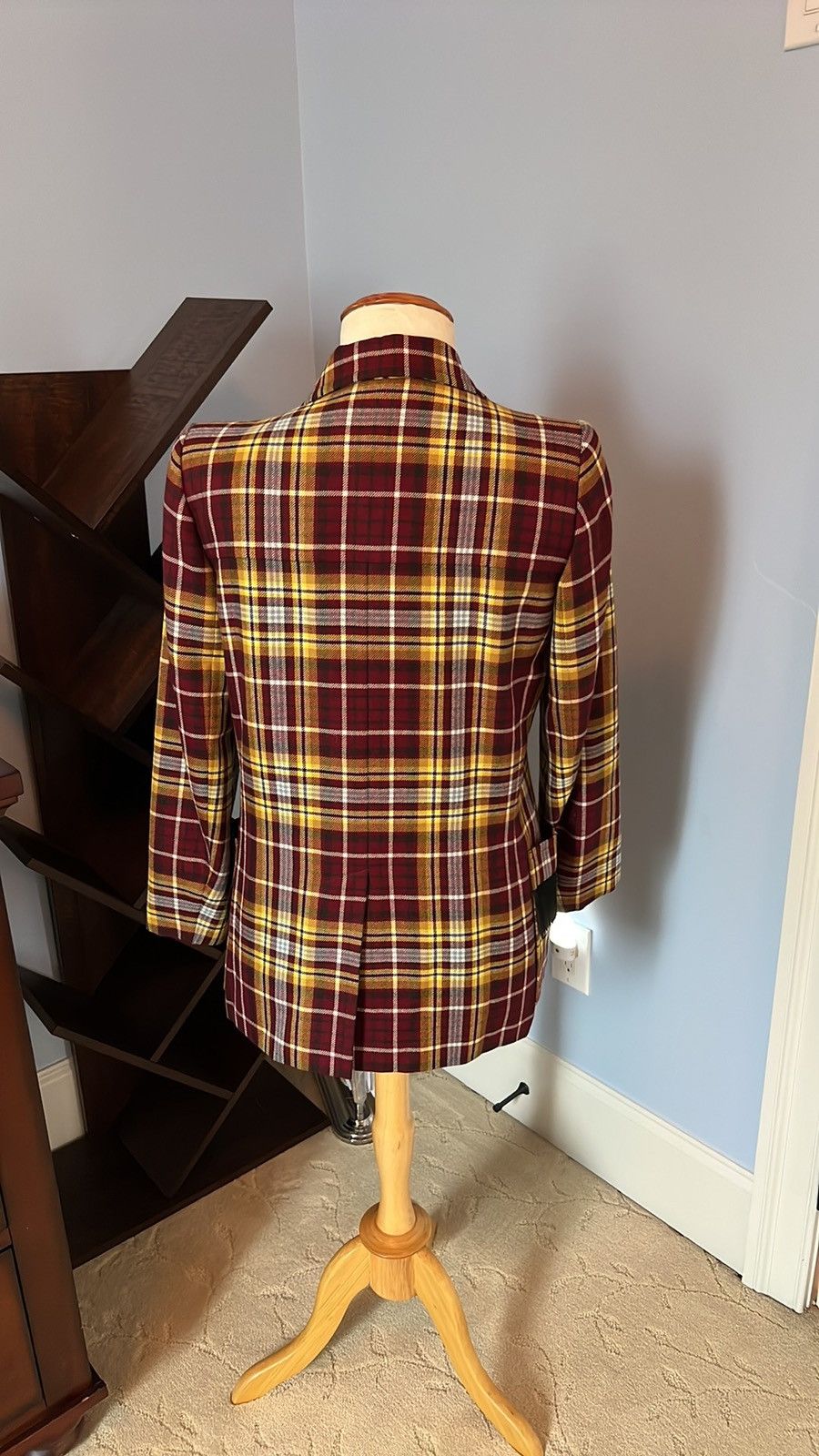 Yves Saint Laurent YSL Vintage Red/Yellow Plaid Fringe Blazer FR 38 Size S / US 4 / IT 40 - 4 Thumbnail