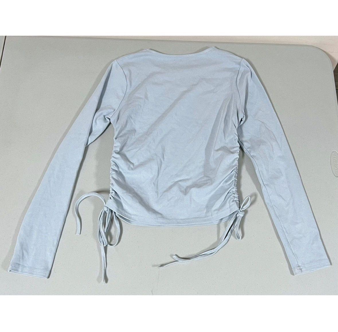 Japanese Brand Blue Ruched Long Sleeve Crewneck T-Shirt Top Tee Size S 🩵 Size S / US 4 / IT 40 - 6 Thumbnail