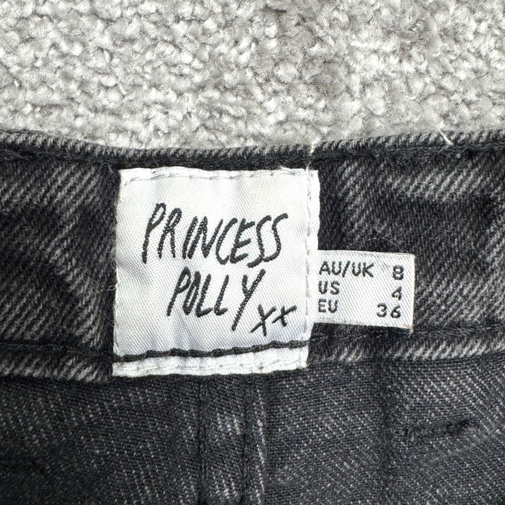 PRINCESS POLLY Princess Polly Denim Jeans Womens 4 Washed Black High Rise Straight Leg Raw Hem Size 27" / US 4 / IT 40 - 6 Thumbnail