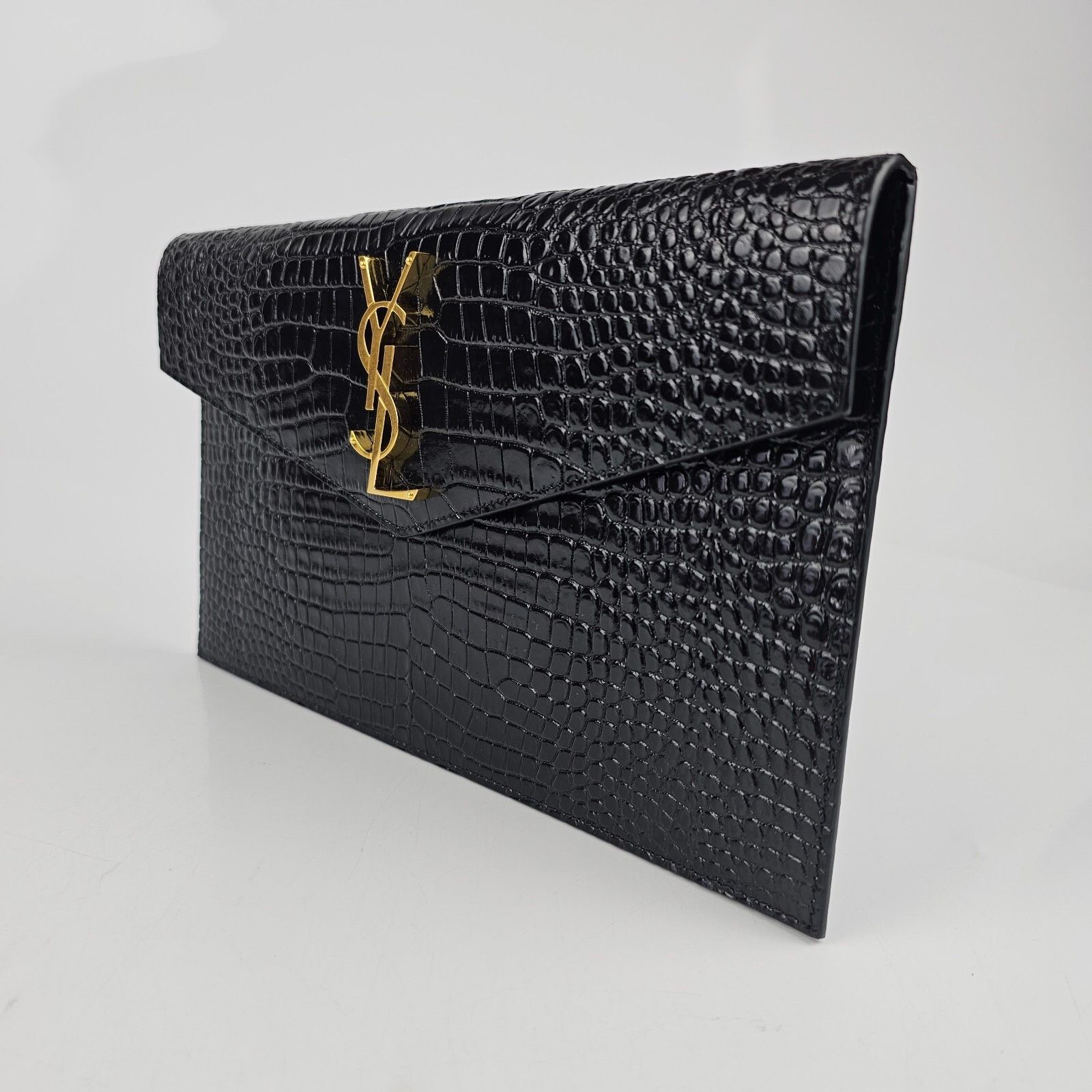 Saint Laurent Paris SAINT LAURENT Medium Uptown Envelope Embossed Black Leather Size ONE SIZE - 3 Thumbnail