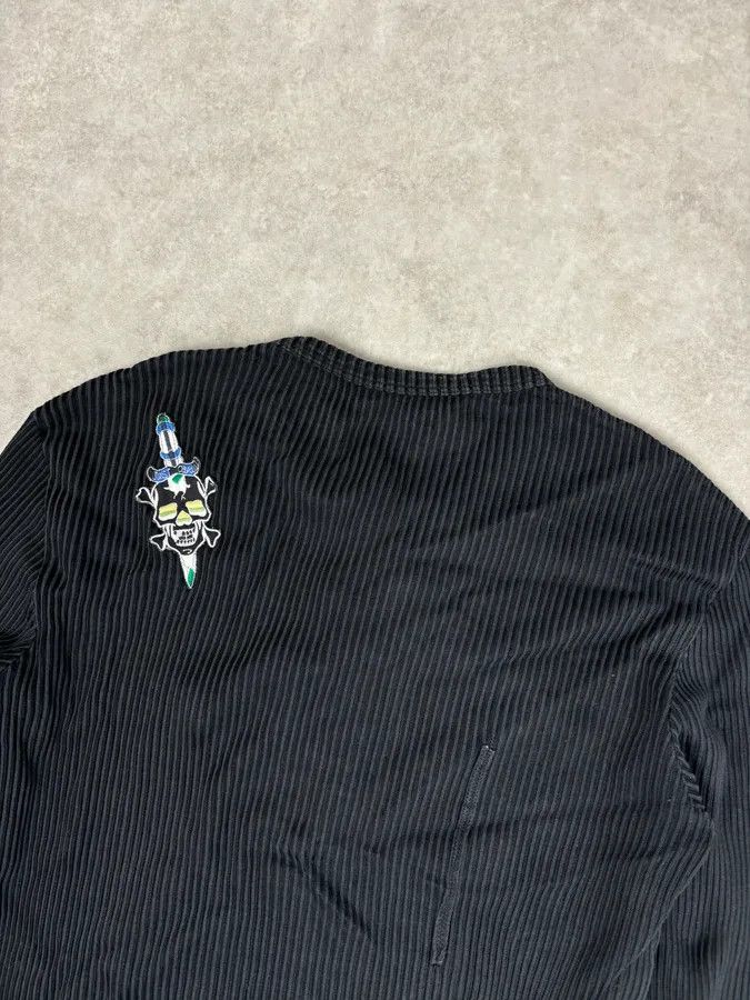 Just Cavalli AW2004 Cavalli Black Henley Ribbed Embroidered Skull Longsleeve Size US M / EU 48-50 / 2 - 6 Thumbnail