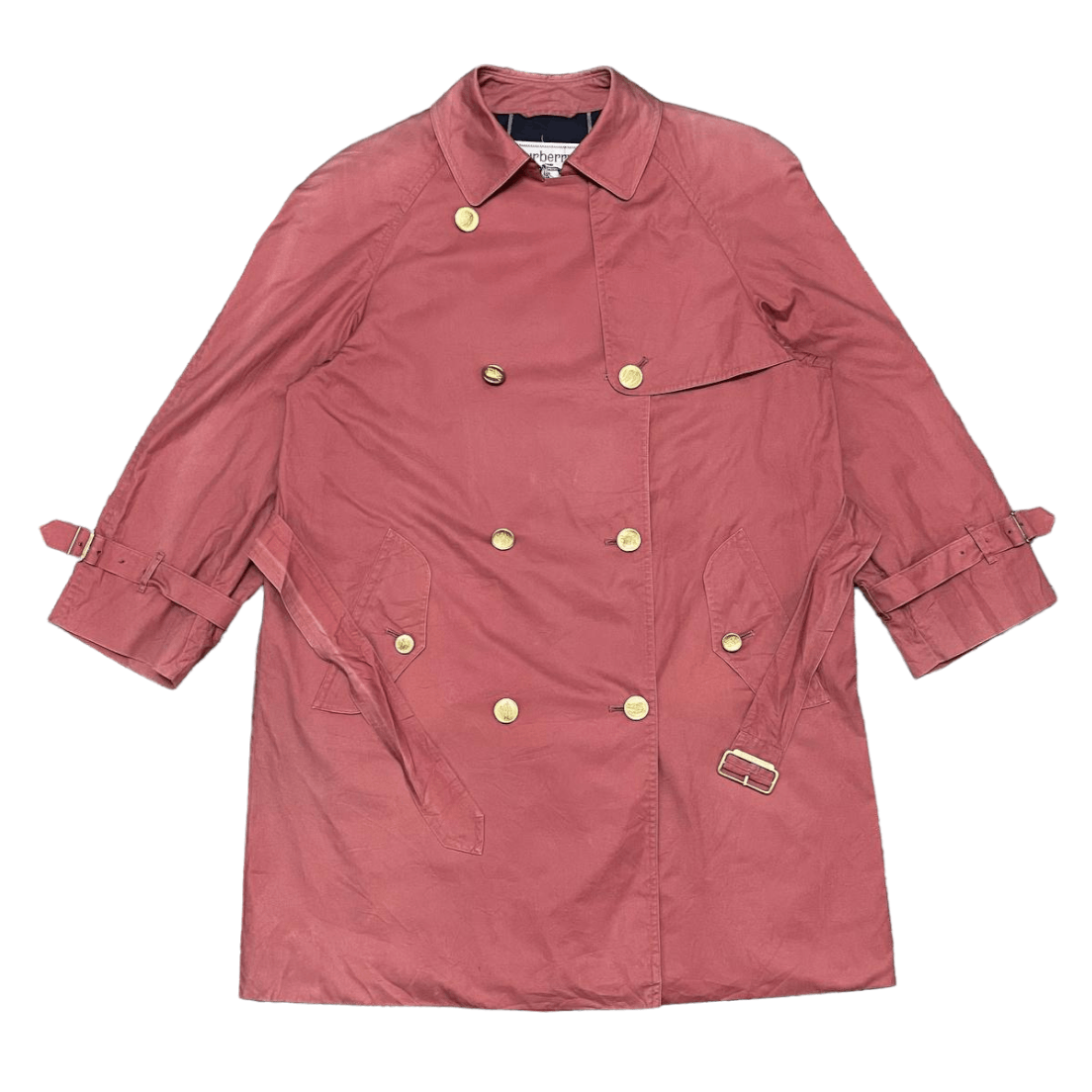image of VTG 90's Burberry Trench Coat Gold Button Double Breasted, Women's (Size Large)