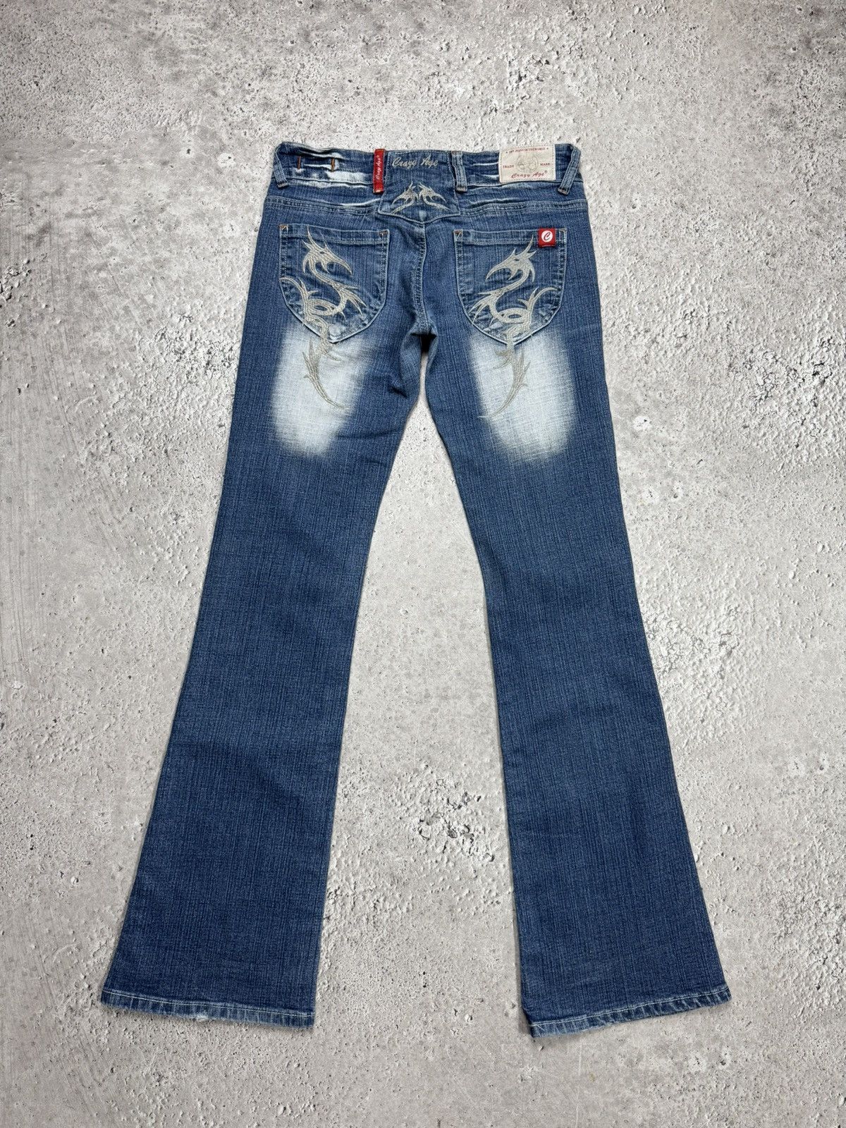 Other Vintage Flared Bootcut Jeans Tribal Embroidery Denim Pants Size 27" / US 4 / IT 40 - 1 Thumbnail