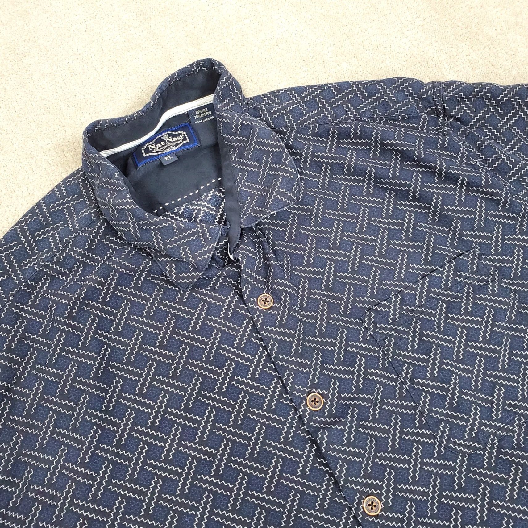 Nat Nast Nat Nast Shirt Mens XL Black Hawaiian Button Up Luxury Originals Silk Size US XL / EU 56 / 4 - 2 Thumbnail