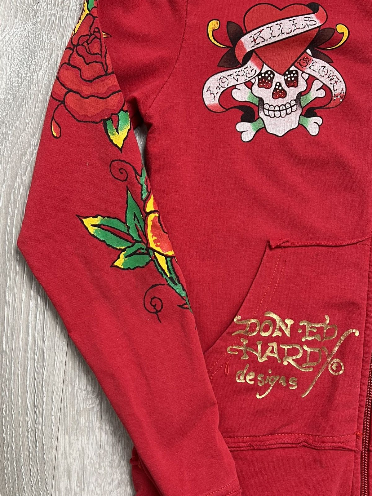Christian Audigier Vintage Ed hardy love kills women’s hoodie Size S / US 4 / IT 40 - 5 Thumbnail
