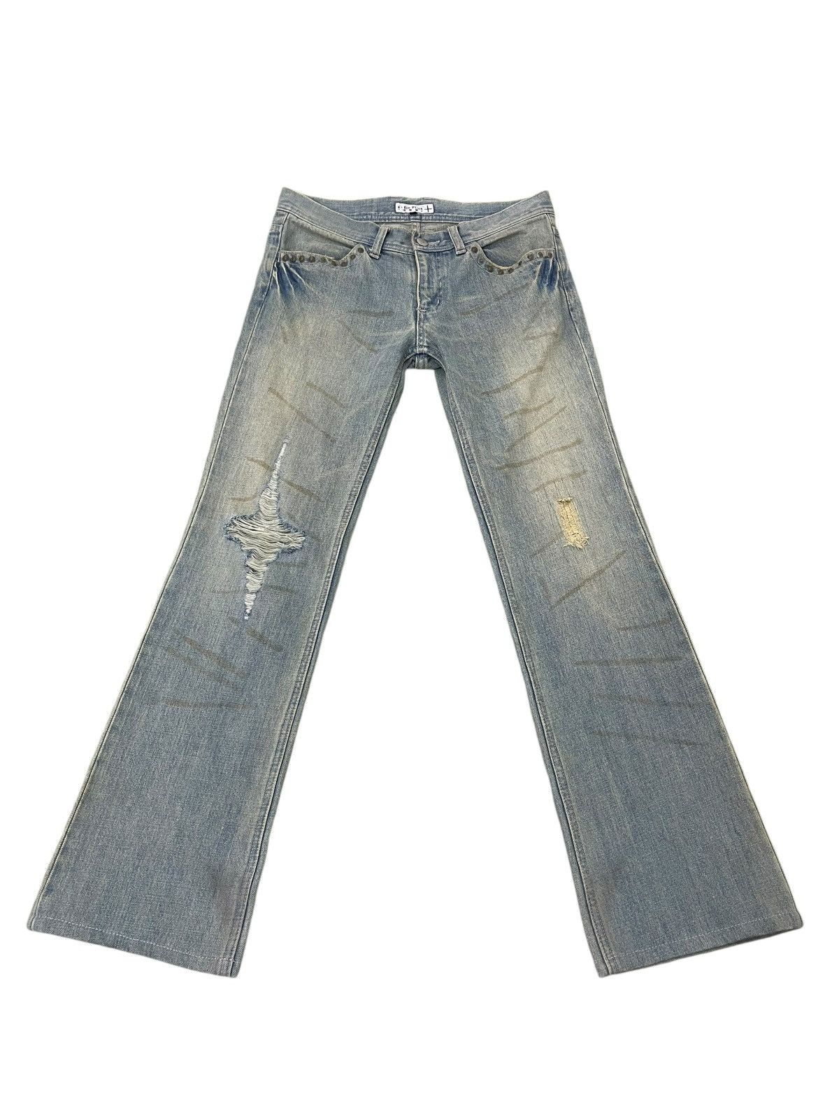 Japanese Brand Flare Jeans Klein Plus Faded Distress Boot Cut 1🟦4 Size US 30 / EU 46 - 2 Thumbnail