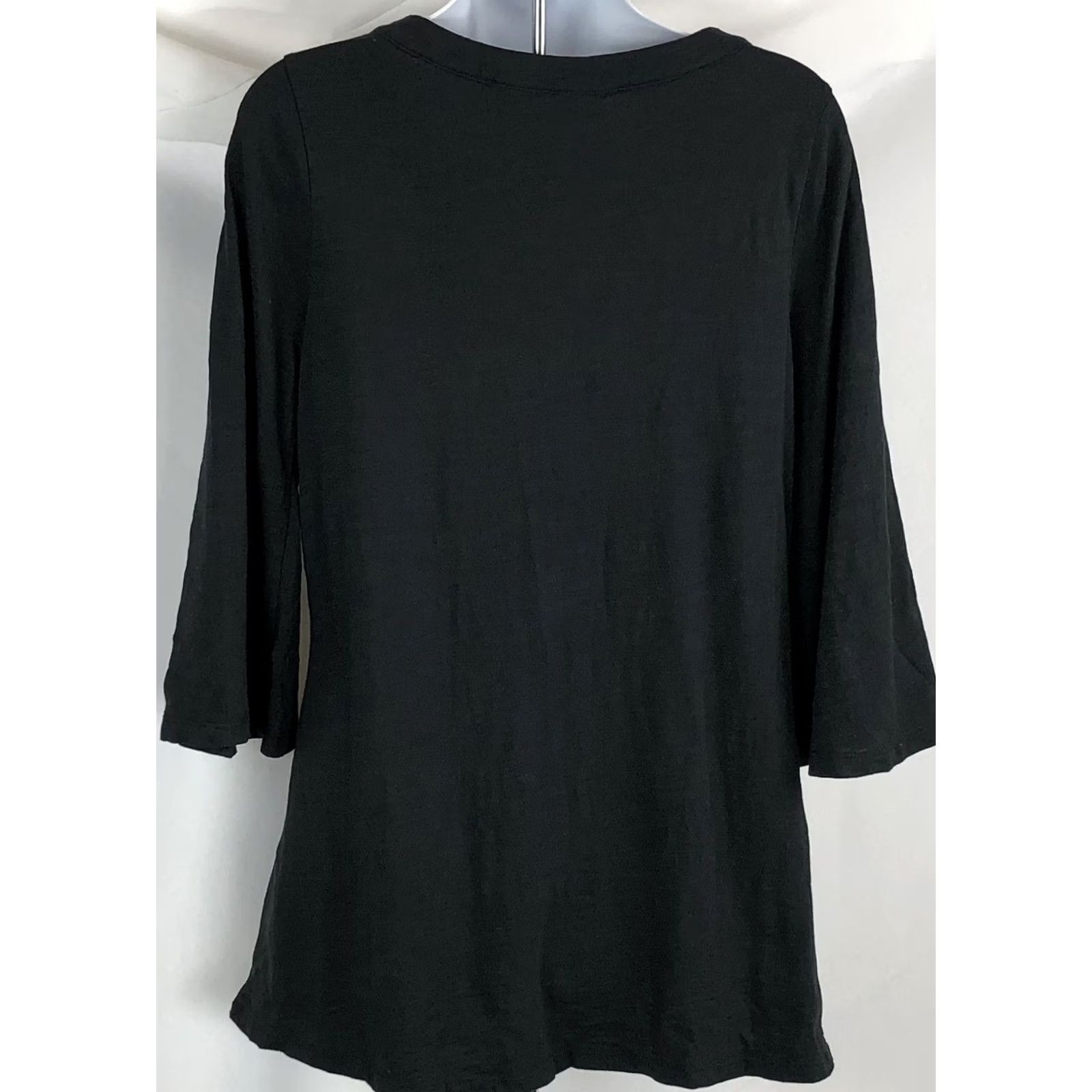 Vintage Kim Gravel Belle Tunic Top S Blk Gold Silver Embroidered 3/4 Flare Sleeve Blouse Womens Size S / US 4 / IT 40 - 3 Thumbnail