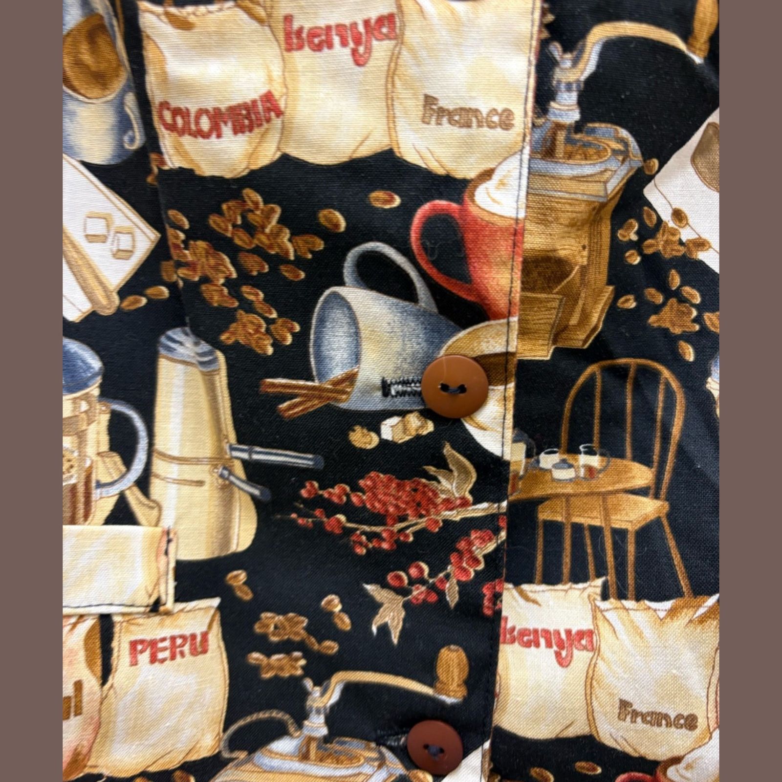 Handmade VTG Novelty Vest | Coffee Print Black XL 90s Unisex Altwear Size US M / EU 48-50 / 2 - 4 Thumbnail