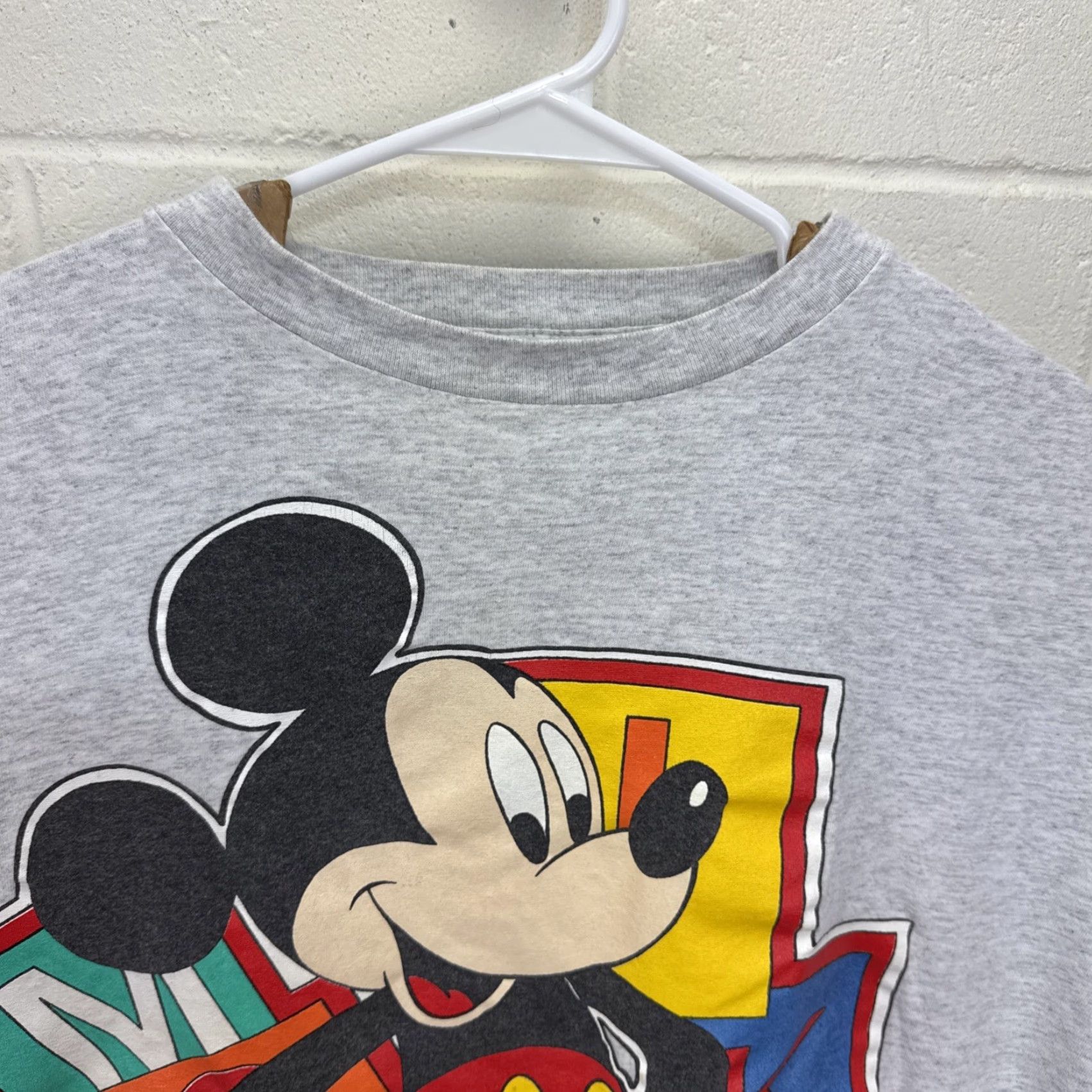 Disney VINTAGE Walt Disney T Shirt Mickey Mouse Gray Blocks Men's XL Big Print Size US XL / EU 56 / 4 - 4 Thumbnail