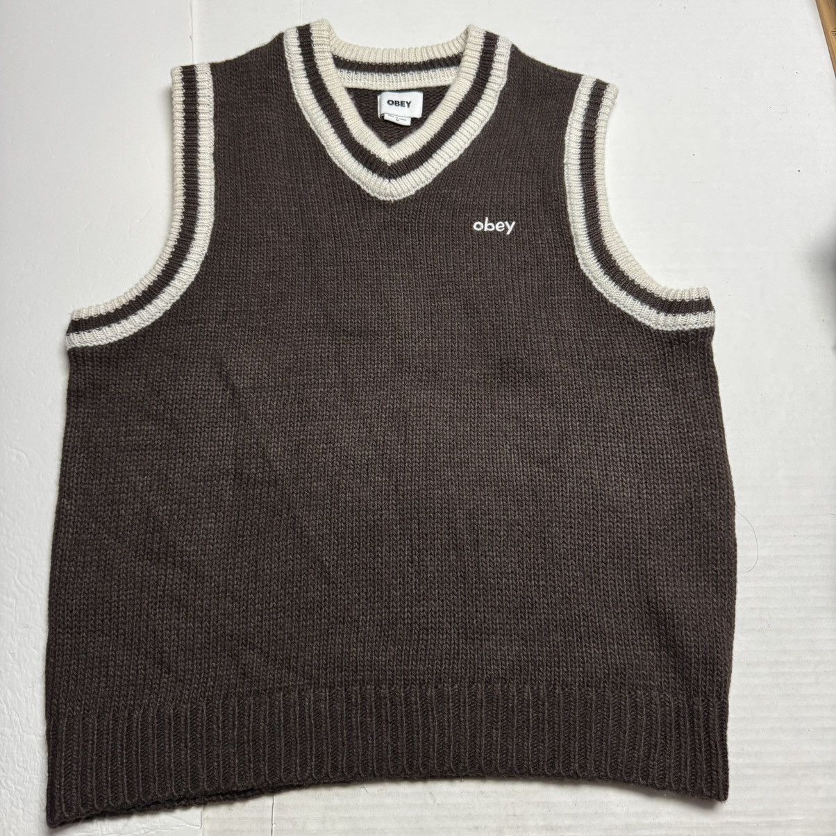 Obey Obey Wool Blend Alden Sweater Vest In Brown W/ Contrast Trim Size US M / EU 48-50 / 2 - 3 Thumbnail