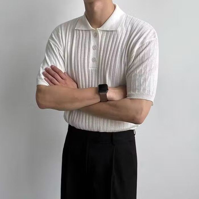 White Polo Striped Shirt, Retro Shirt
