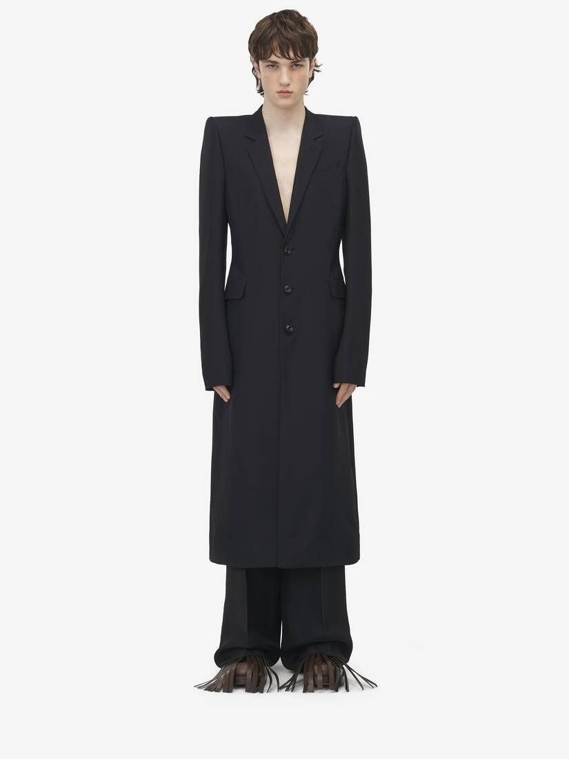 o1w1db100925 Stacked Shoulder Tailored Coat in Black