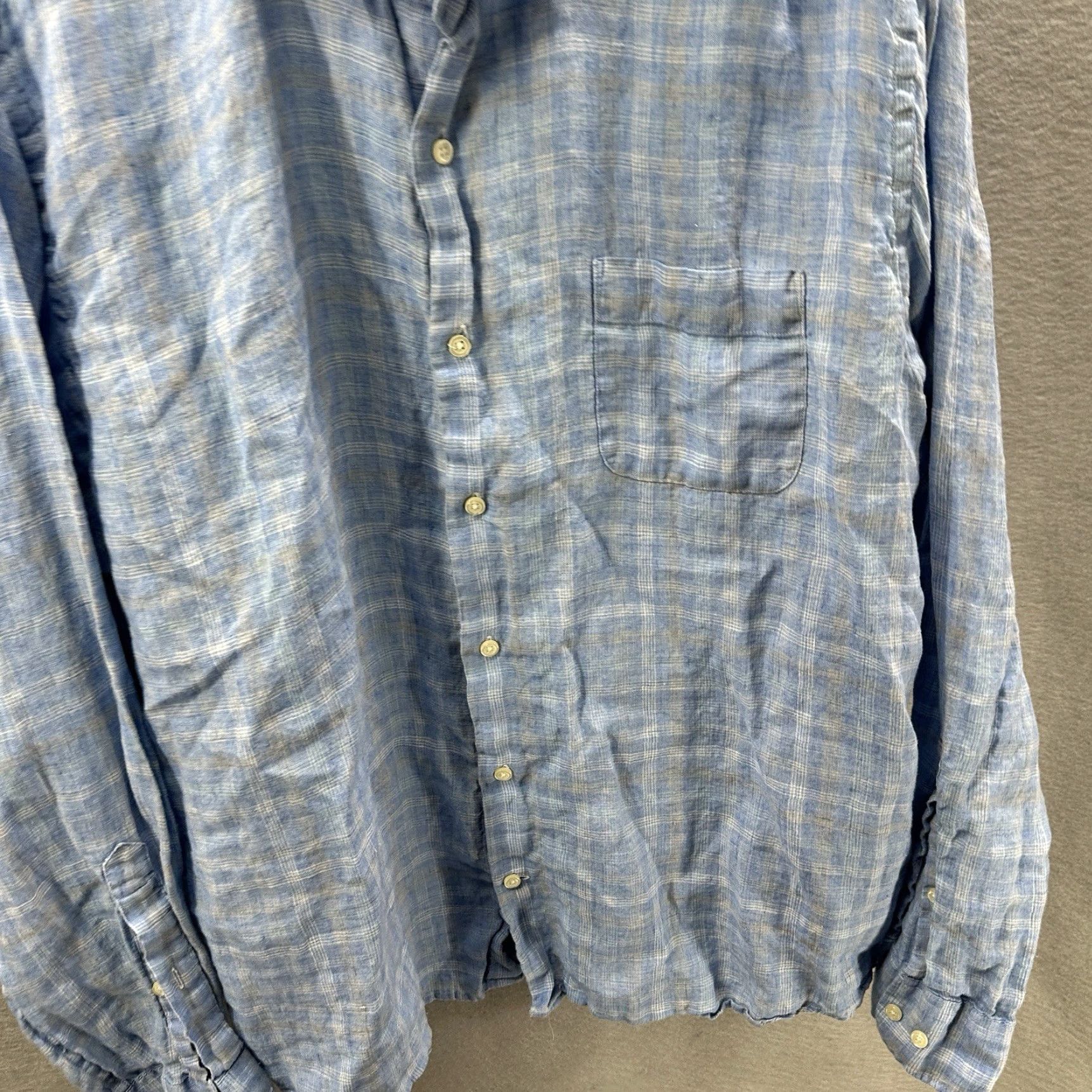 Peter Millar Vintage Peter Millar Men's Dress Shirt XL Blue Linen Button-Down Preppy Casual Size US XL / EU 56 / 4 - 3 Thumbnail