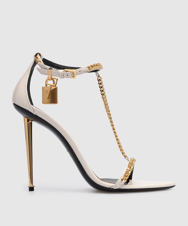Tom Ford o1y0126 Ankle Strap Sandals in White/Gold Size US 11 / IT 41 - 1 Thumbnail