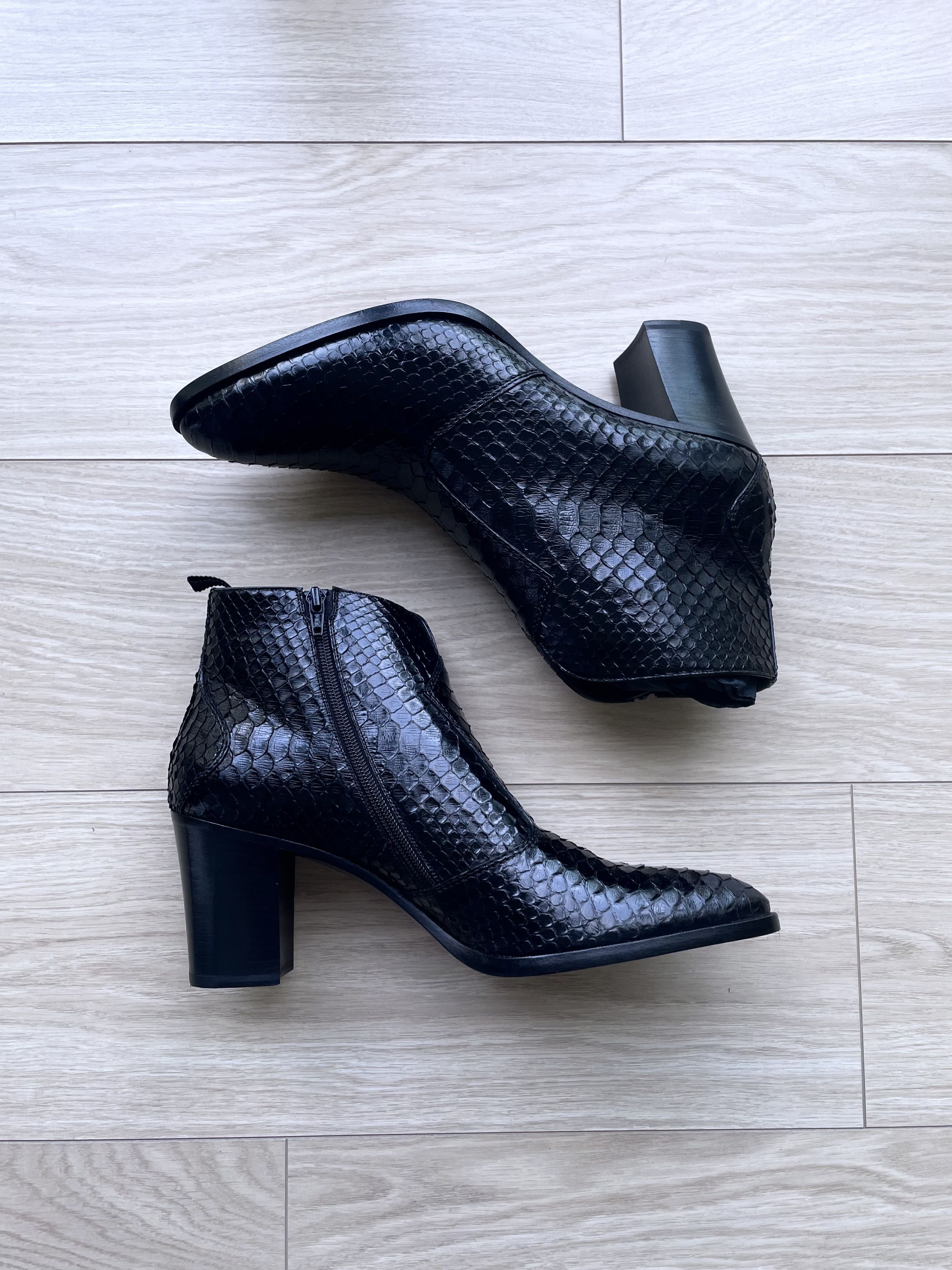 Celine × Hedi Slimane *GRAIL* AW20 BRAND NEW SHINY PYTHON LEATHER PAGES BOOTS Size US 12 / EU 45 - 2 Thumbnail