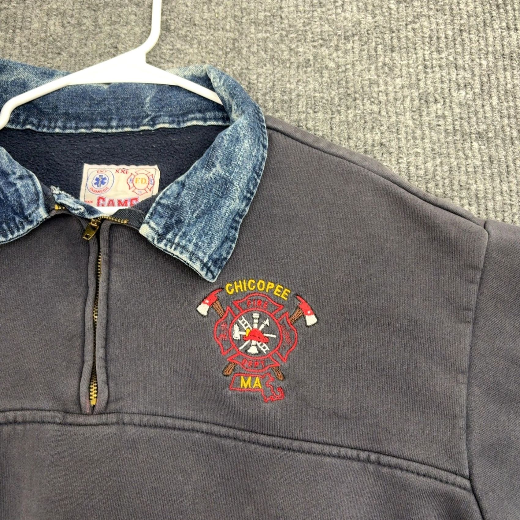 Vintage VINTAGE Chicopee Fire Dept MA Quarter Zip Sweatshirt Men XXL Blue Workwear Style Size US XXL / EU 58 / 5 - 3 Thumbnail