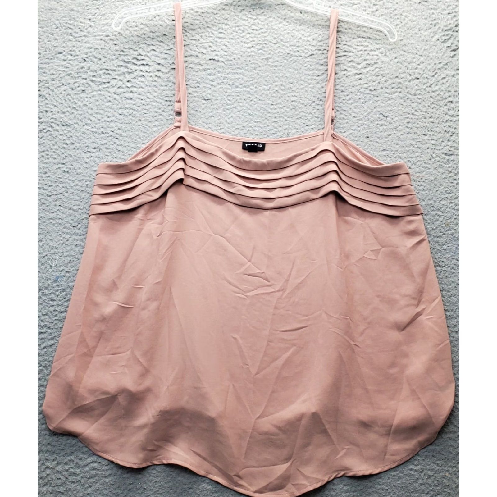 Torrid Torrid Womens Cami Top Pink Georgette Pleated 0 Tank Spaghetti Strap Sleeveless Chest 20 Length 30 Size XS / US 0-2 / IT 36-38 - 2 Thumbnail