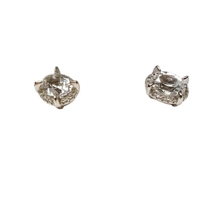 Other Created White Sapphire Sterling Silver Stud Earrings Gemston Size ONE SIZE - 1 Thumbnail