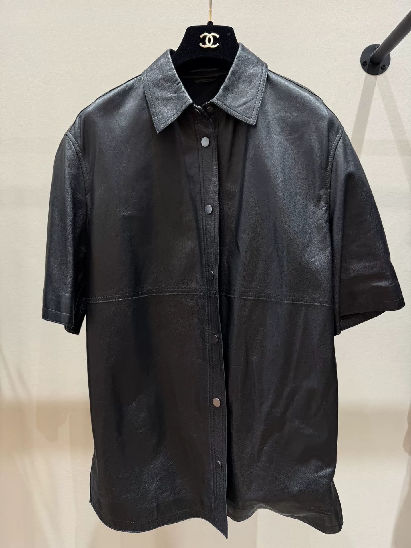 Brunello Cucinelli Brunello Cucinelli Black Leather Shirt Size US XS / EU 42 / 0 - 1 Thumbnail