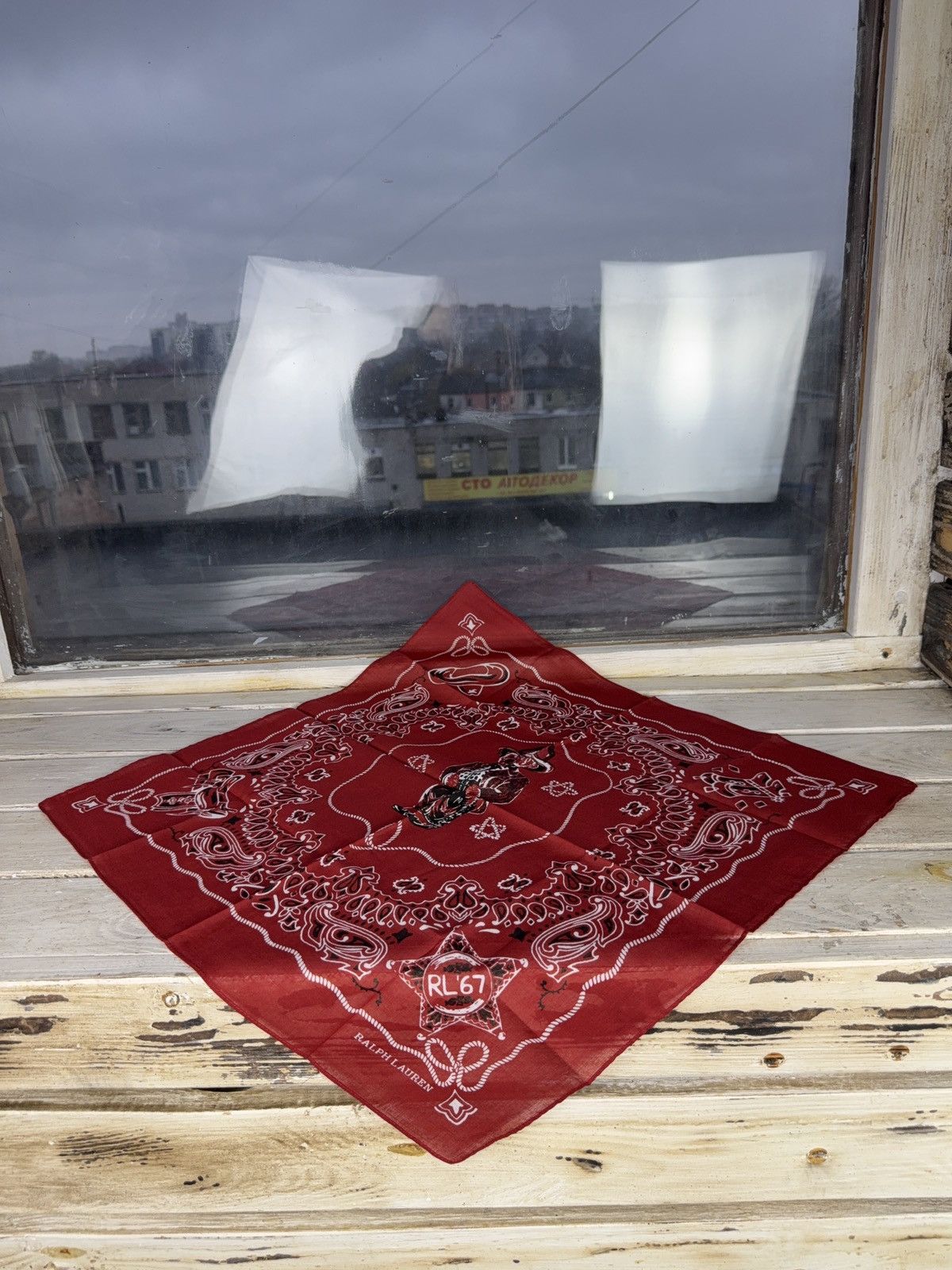 Polo Ralph Lauren 00s Ralph Lauren RL67 Cotton Red Cowboy Western Bandana Size ONE SIZE - 1 Thumbnail