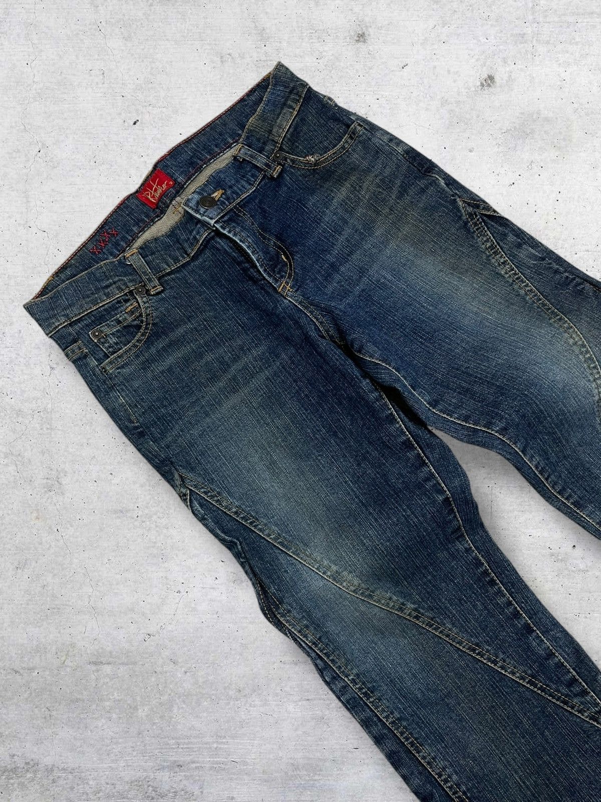 Tornado Mart RITSUKO SHIRAHAMA 1990S JAPAN DESIGNER FLARED DISTRESS DENIM Size US 28 / EU 44 - 4 Thumbnail