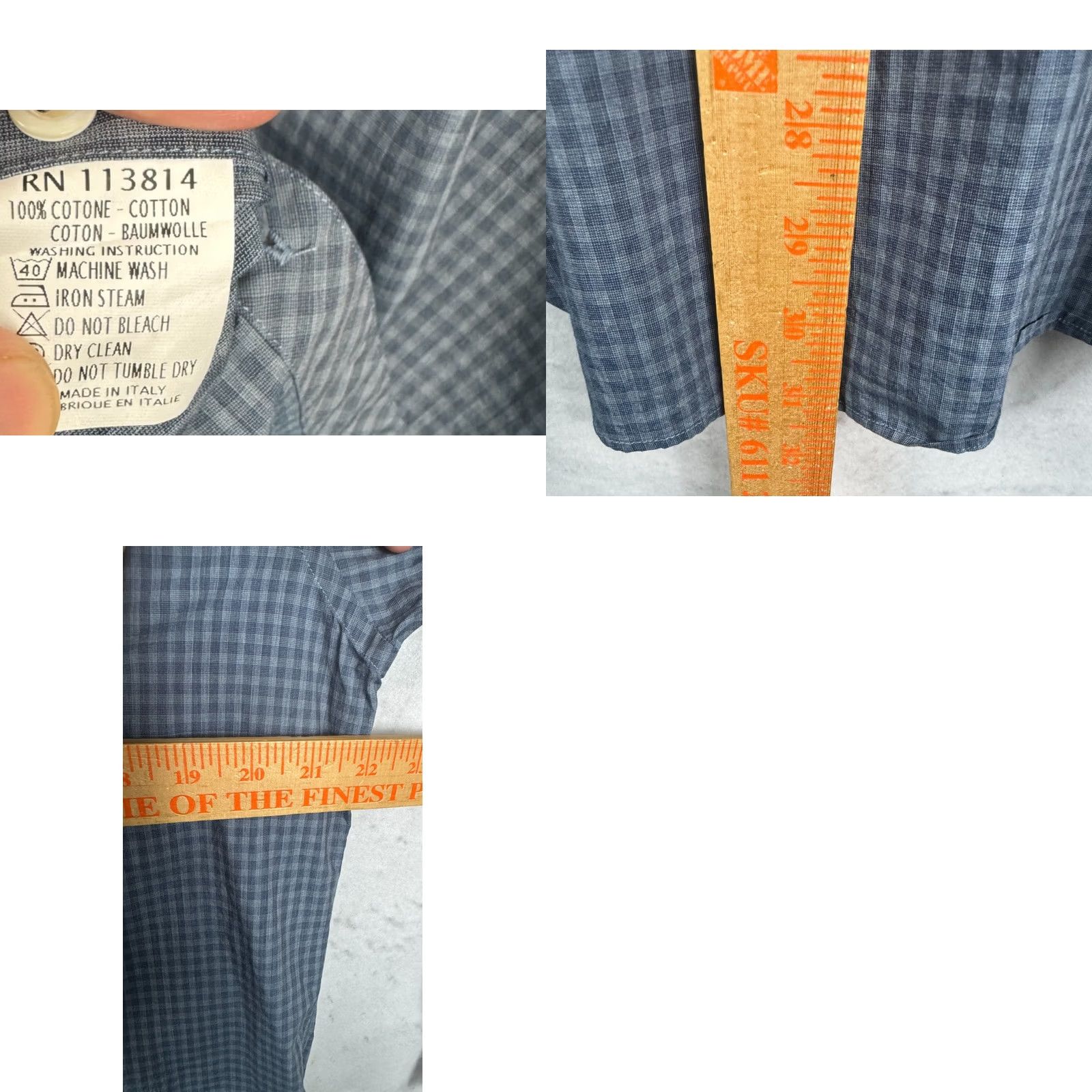 Billy Reid Billy Reid Shirt Mens L Blue Italy Men Standard Cut Dress Button Check Pocket Size 42R - 8 Thumbnail