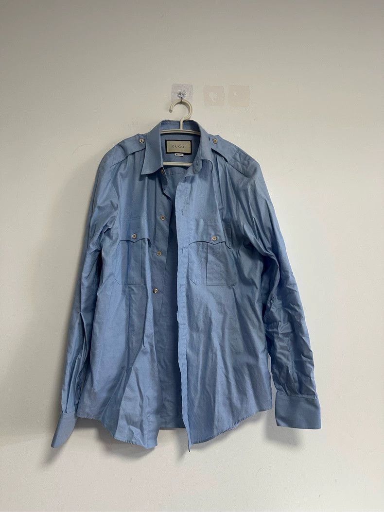 Gucci Gucci Blue long-sleeved shirt Size US S / EU 44-46 / 1 - 1 Thumbnail