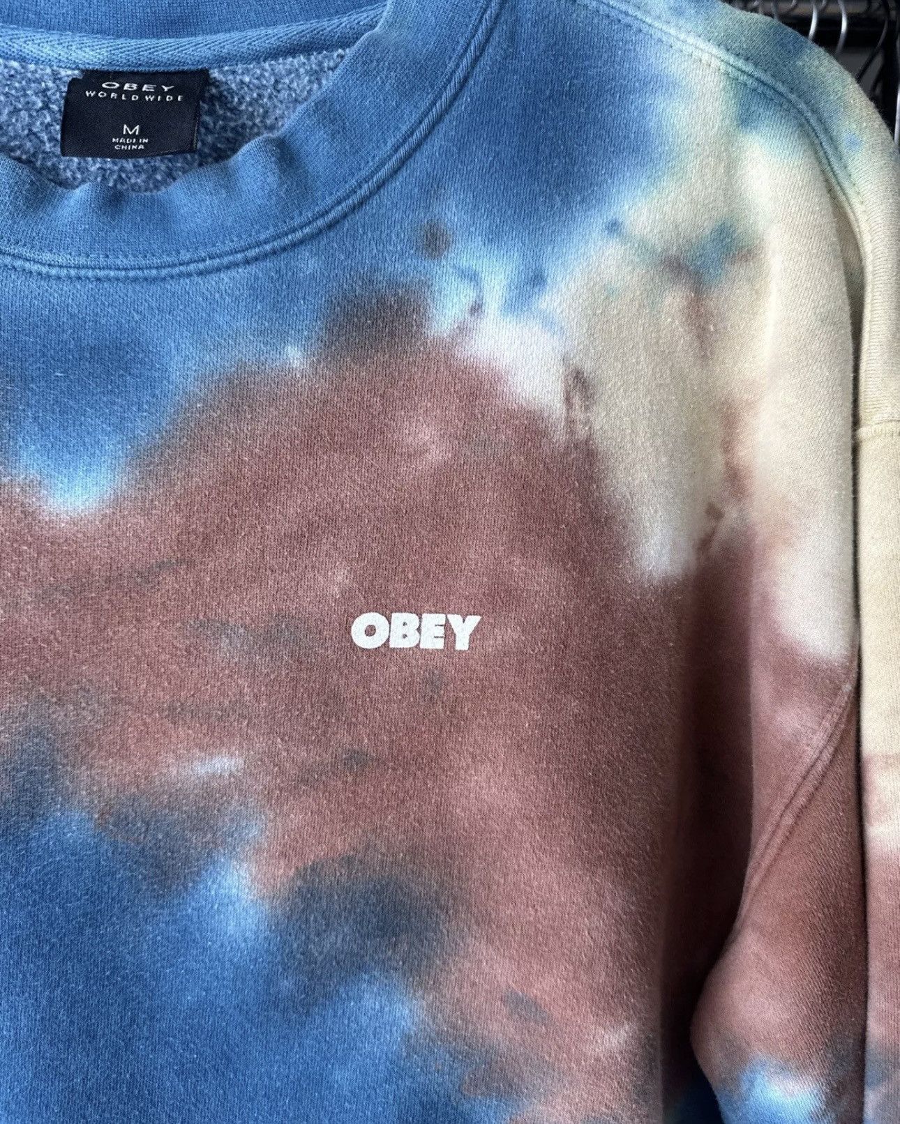 Obey Men’s Obey Tie Dye Spellout Crewneck Sweatshirt Medium Size US M / EU 48-50 / 2 - 2 Thumbnail