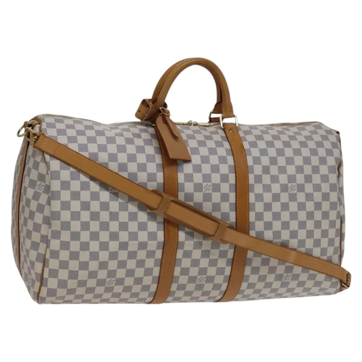 Louis Vuitton Keepall Bandouliere 55 White Canvas Travel Bag (Pre-Owned) Size ONE SIZE - 1 Thumbnail
