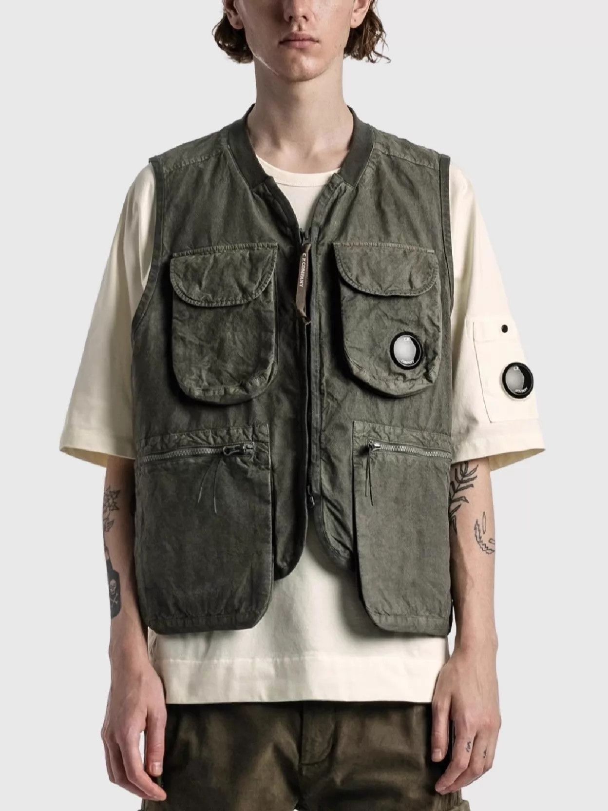 C.P. Company CP Company Waxed Batik Multi-pocket Tactical Vest Yellow Size US XXL / EU 58 / 5 - 6 Thumbnail