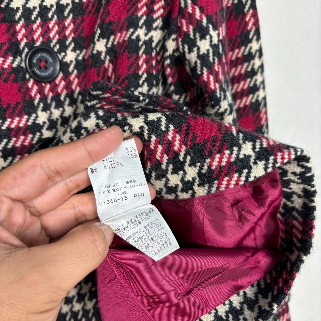 Mackintosh Mackintosh Plaid Burgundy Tweed Double Breasted Jacket Size S / US 4 / IT 40 - 6 Thumbnail