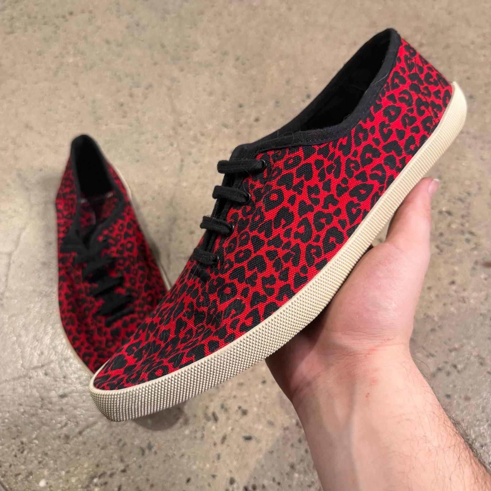 Saint Laurent Paris Saint Laurent Red Leopard Print Sneakers Size US 9 / EU 42 - 2 Thumbnail