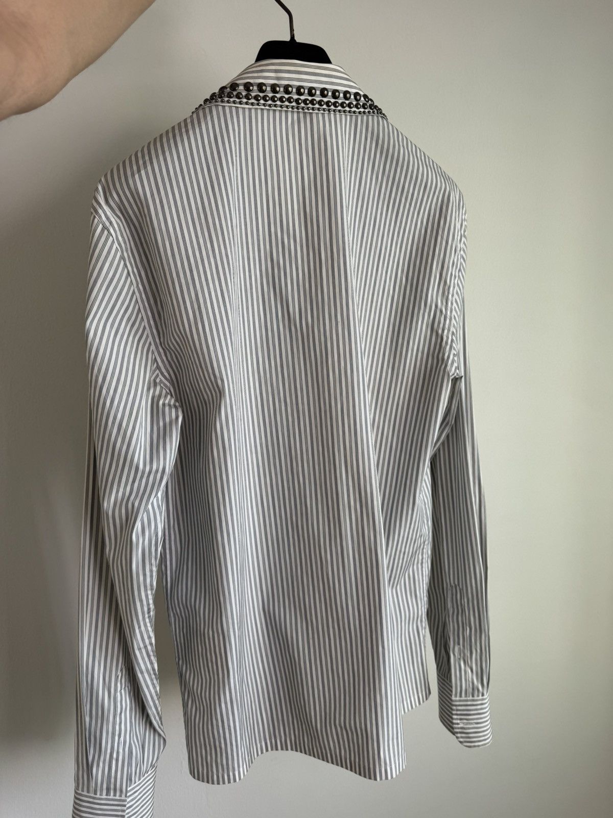 Prada Prada 2015 Runway Studded Collar Shirt Striped M Size US M / EU 48-50 / 2 - 2 Thumbnail