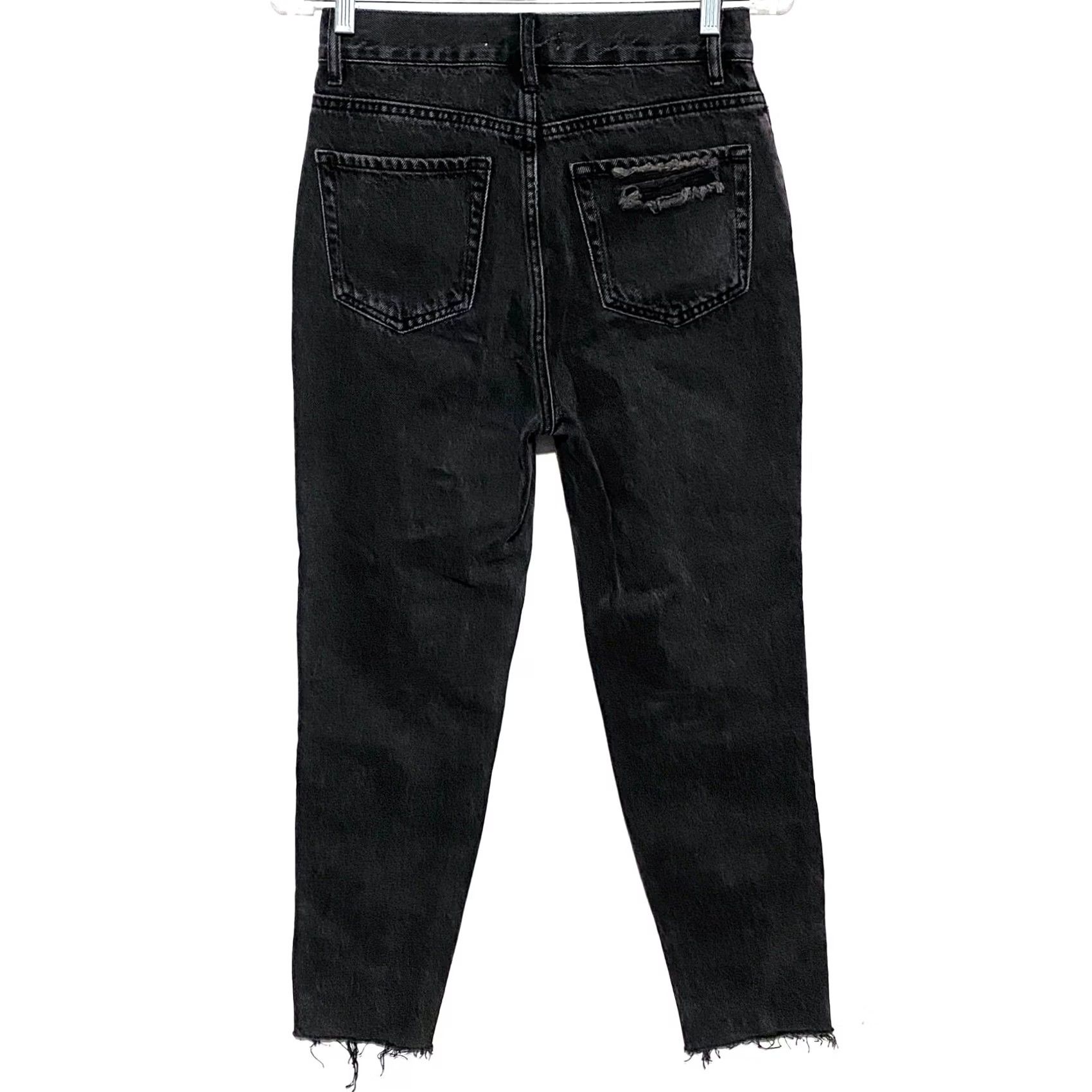 Pacsun VINTAGE PacSun Ultra High Rise Slim Black Jeans Womens 25 Distressed Ripped Button Fly Size 42" / US 20 - 2 Thumbnail