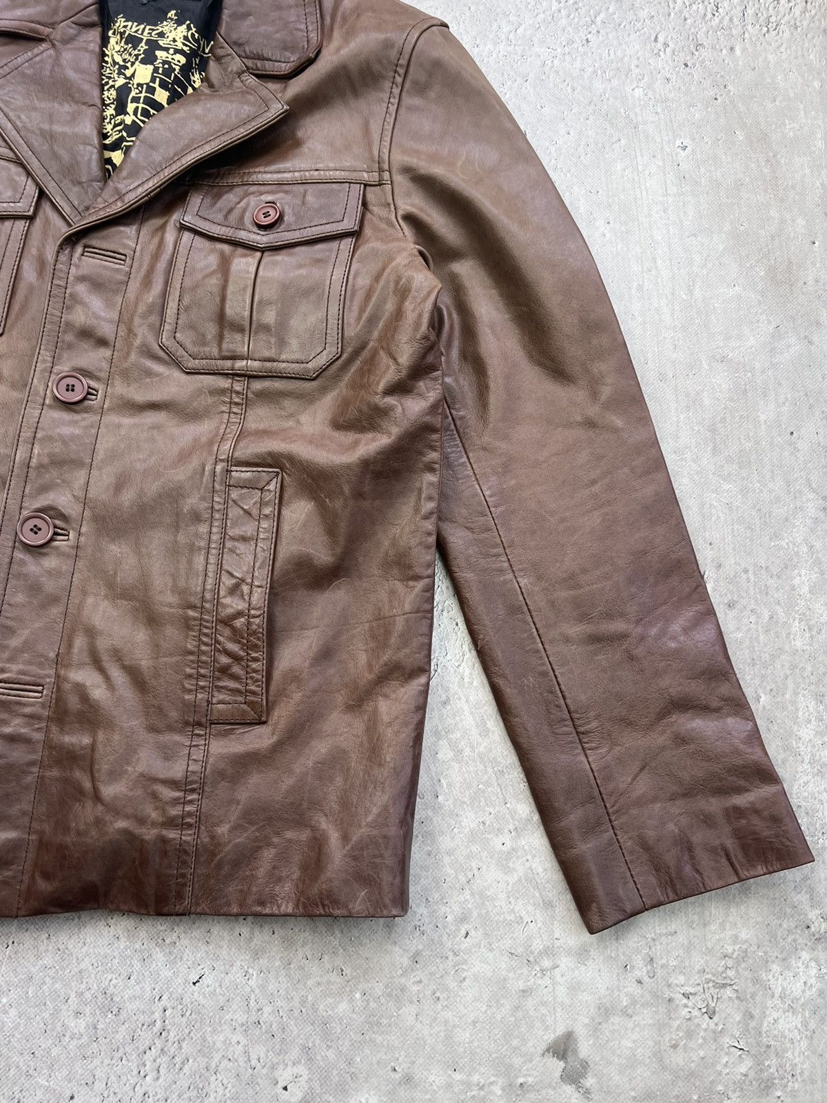 Vintage BLAZER Avant Garde Leather BROWN Jacket DISTRESSED Size US M / EU 48-50 / 2 - 7 Thumbnail