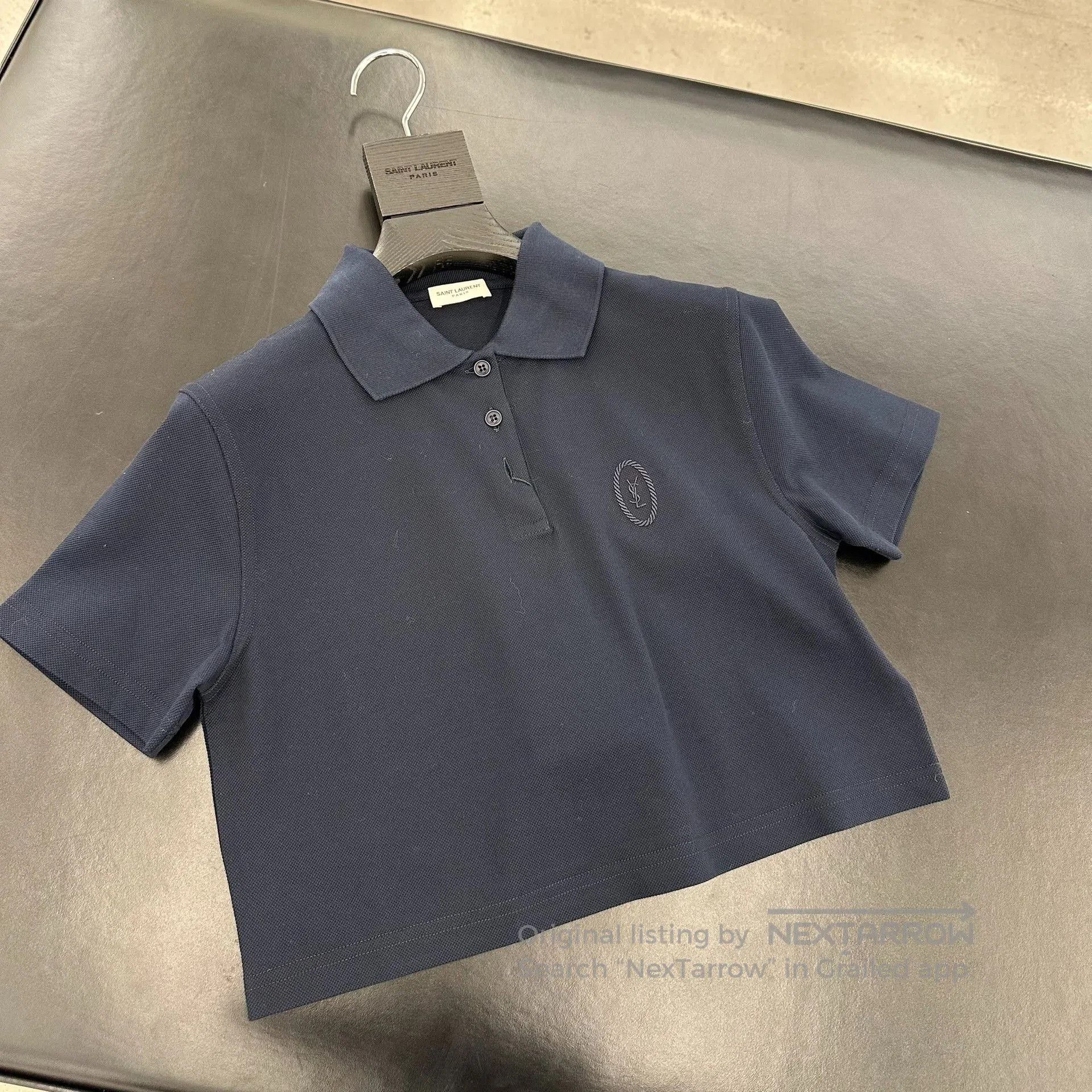 Saint Laurent Paris Saint Laurent Dark Blue Cropped Polo. Size M / US 6-8 / IT 42-44 - 1 Thumbnail