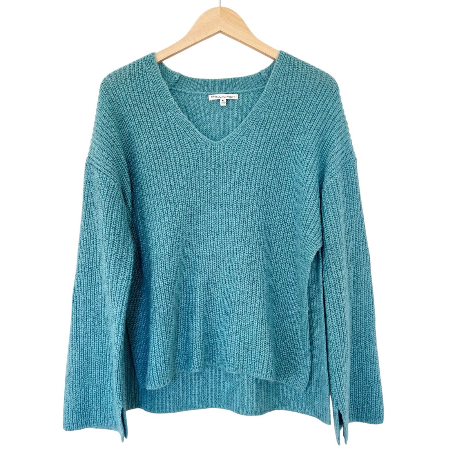 Rebecca Minkoff Teal Remi Oversized Knit Sweater Sz XS
